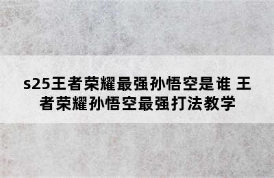 s25王者荣耀最强孙悟空是谁 王者荣耀孙悟空最强打法教学